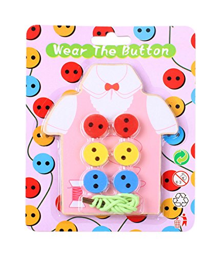 BabyPrice Kids Fine Motor Skills Toy --- Wooden Sewing on Buttons, Lacing Beads Board Toys, Sewing Play Kit Educational Toy for Toddlers and Preschoolers