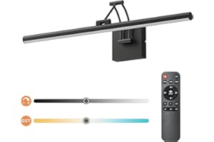 Tipace Hard-Wired LED Picture Light Fixtures,23.6IN 3CCT Dimmable Metal Artwork Display Lamp with Remote Control,Black Modern