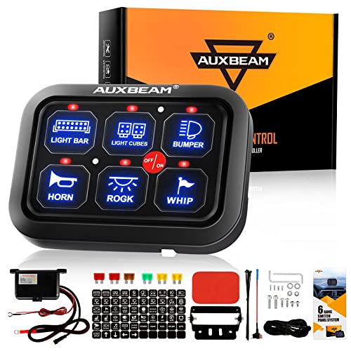 Auxbeam 6 Gang Switch Panel Automatic Dimmable LED On-Off Car Switch ...