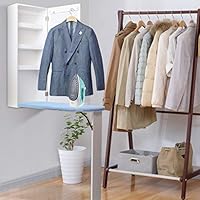 VONKY Ironing Board Cabinet Wooden Wall Mounted Storage Shelves Foldable with Blackboard Frame Front Door White