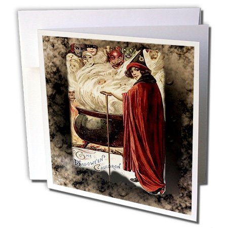 3drose the halloween cauldron greeting cards, 6" x…