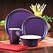 Rachael Ray Dinnerware Round and Square 16-Piece Stoneware Dinnerware Set, Purple