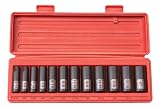 TEKTON 3/8-Inch Drive Deep Impact Socket Set, Inch, Cr-V, 12-Point, 5/16-Inch - 1-Inch, 12-Sockets | 47921