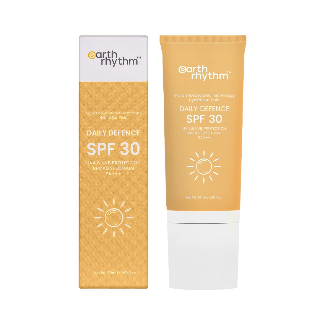 Earth Rhythm Invisible Sunscreen Serum SPF 50 | No white cast, Lightweight | Vitamin E, Almond Oil & Jojoba Oil | Suitable for all skin types | For men & women – 50 grams