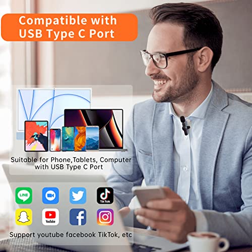 Wireless Lavalier Lapel Microphones for Android - Omnidirectional Condenser Wireless Recording Mic with USB C Microphone for Video Recording Vlog YouTube Tiktok Podcast Interview