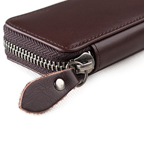 Ancicraft Pencil Case Leather Pouch Fountain Pen Holder With Zipper For Men Women (Coffee)