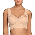 WOWENY Seamless Wirefree Bras for Women Comfy Mesh Soft Padded Back Smoothing Bra