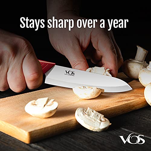 Vos Ceramic Knives with Covers and a Gift Box 3 Pcs 6" Chef Knife, 5