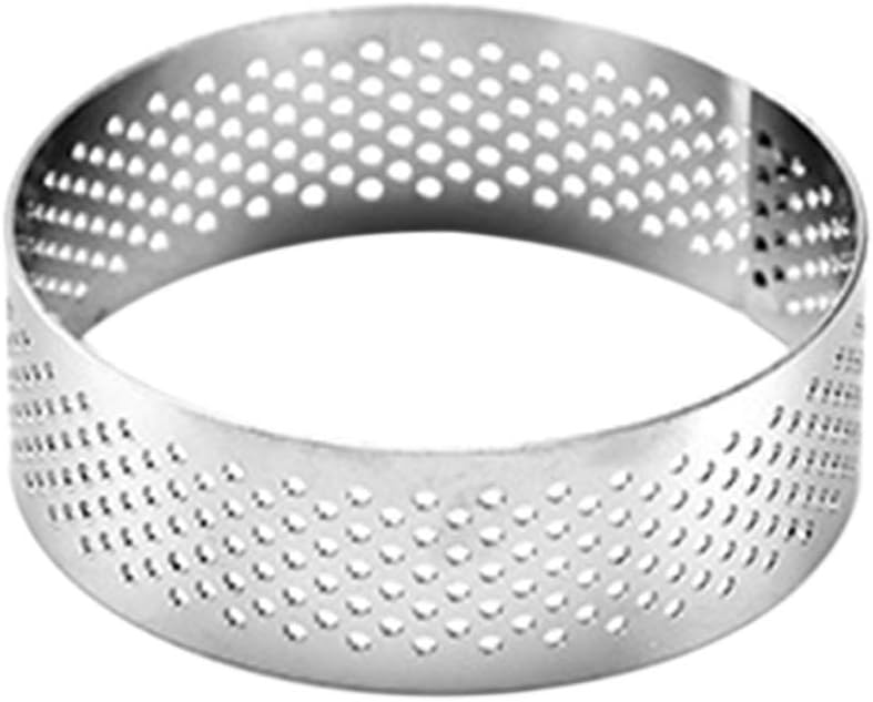 Hankyky Stainless Steel Cake Rings Tart Ring, Heat-Resistant Perforated Cake Mousse Ring Cake Mousse Mold for Pastry Cake Mousse and Pancake