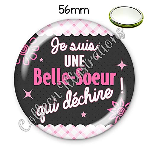 Miroir De Poche 56mm Belle Sœur Qui Dechire Idee Cadeau Anniversaire Noel Bapteme Naissance Famille Amazon Fr Handmade