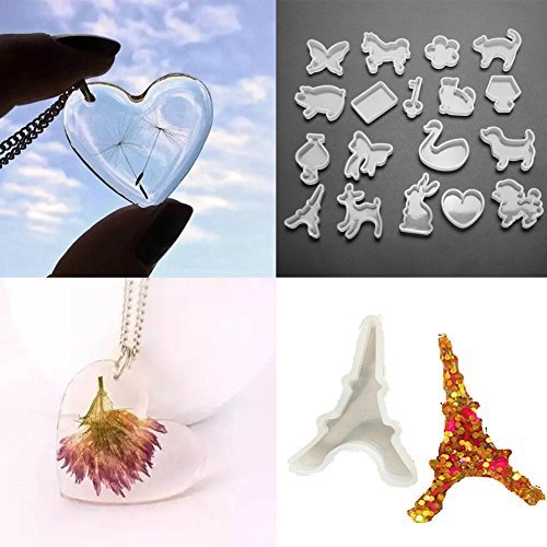 Whitelotous 19 PCs DIY Resin Mold - Animal Jewelry Crystal Resin Craft Making Mould Decoration Craft Tool