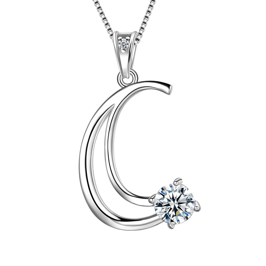 Aurora Tears Letter C Necklaces 925 Sterling Silver Cubic Zirconia Alphabet Initial C Pendant Jewellery Gifts for Women and Girls DP0166C