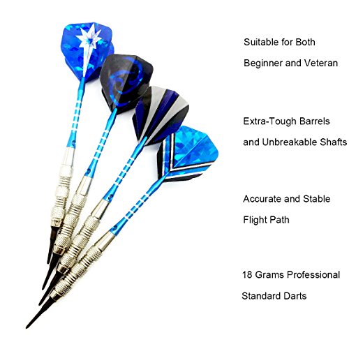 Wolmund Electronic Darts Set - 12 Pieces Soft-Tips-Dart[18g], Plastic-Tipped Dart Case, Aluminum Shafts,16 Dart Flights,120 Tips for Bar Game Darts Target, Safety Kids Darts for Dartsboard (Blue) - Thumbnail 2