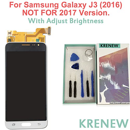 Touch Screen Replacement Digitizer Glass LCD & Repair Tools Kit for Samsung Galaxy J3 (2016) SM-J320A J320AZ J320R4 J320P J320W8 J320ZN J320F (White + Adjust Brightness)