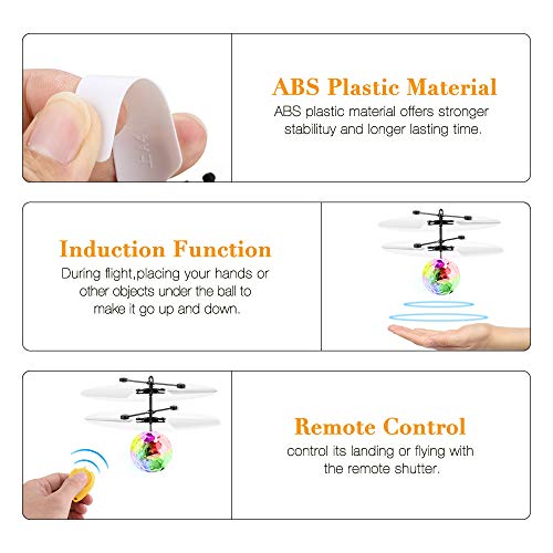 KOMAKE Flying Ball Toys, RC Flying Toys for Kids Rechargeable Light Up Flying Ball Drone Infrared Induction Helicopter Ball with Remote Controller for Indoor and Outdoor Games