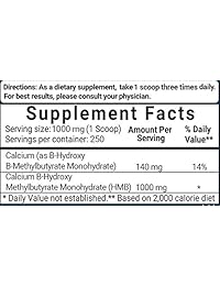 Micro Ingredientes Pure HMB Polvo 250 gramos, promueve poderosamente la síntesis de proteínas,...