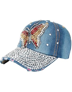 Summer Baseball Cap Denim Rhinestone Butterfly Women Men Fashion Snapback Hat