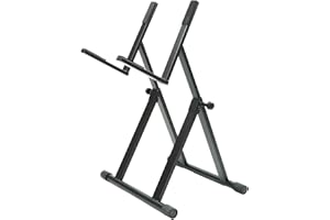 Stage Rocker Adjustable Amp Stand for Guitar and Bass, Foldable Tilt Design with 64° Fixed Angle, 150 lb Capacity, Height 66.5–79 cm, Black