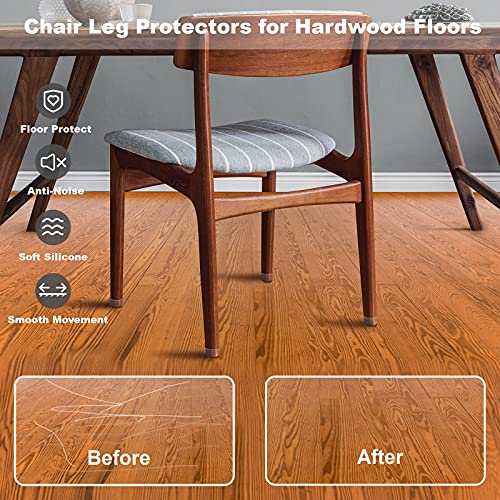 Chair Leg Protectors for Hardwood Floors, MUZAMOX Silicone Chair Leg