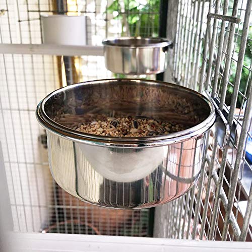 2 Pack Bird Cage Food Water Dispenser Parrot Food Dish Bird Feeder Cup for Cage, Stainless Steel Bird Food Holder Container for Parrot Macaws Ferret Parakeet Cockatiel Budgerigar - Thumbnail 5