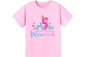 Girls Birthday Shirt 2nd 3rd 4th 5th 6th Girls B-Day Outfits Mermaid Theme Cotton Short Sleeve Tee Tops