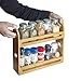 J JACKCUBE DESIGN JackCubeDesign 2 Tier Bamboo Spice Rack, Wooden Spice Bottle Holder Stand Organizer for Kitchen Countertop Worktop (12.76 x 2.76 x 10.8 inches) - MK377A