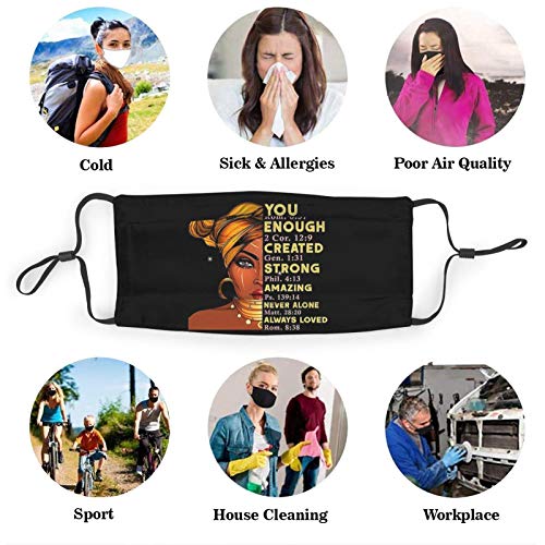 African American Queen Face Mask, Decorative Adjustable, with 2 Filters for Women Washable