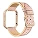 Simpeak Leather Band with Case Frame Compatible with Fitbit Blaze Smartwatch, Small Size with Frame, Genuine Leather Band Replacement for Fitbit Blaze, Bright Gold Rose Gold Frame