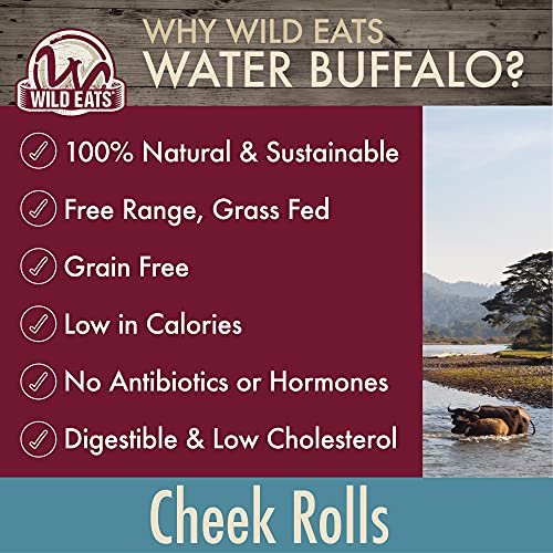Wild Eats Water Buffalo Retriever 9 Inch Cheek Roll Dog Chews 3 Pack