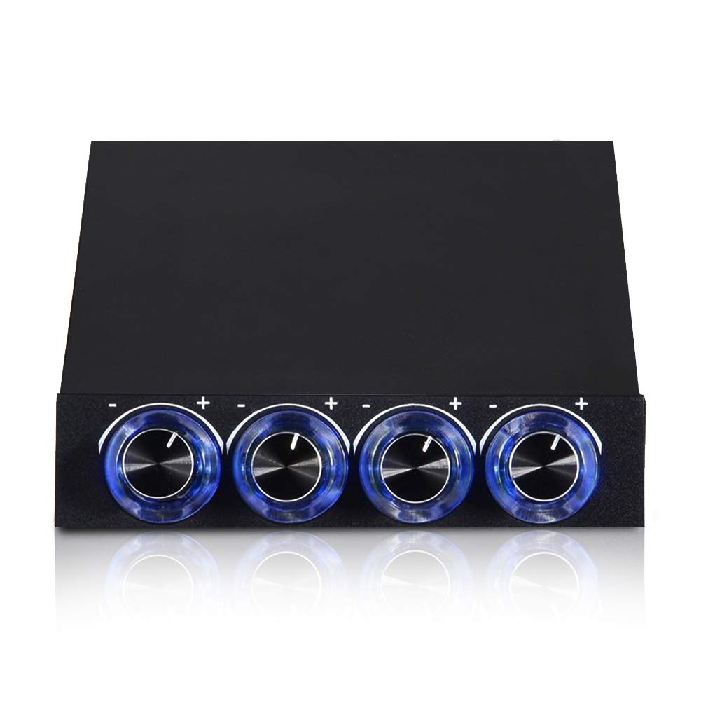 PC Fan Speed Controller,4 Channel Computer Fan Speed Temperature Controller Heat Reducing for PC,with Blue LED Which Displays The Working State Of The Speed Controller