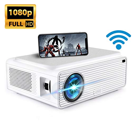 ERISAN S50 Native 1080P Wi-Fi Projector, 5500 Lux WiFi HD Video Projector, Wireless Connect w/iOS, Android, Mac, Windows 10, 300″ Display for Home Business