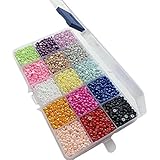 Chenkou Craft 10000pcs Assorted 15 Colors Imitation Half Flatback Pearl Bead 4mm Gem Scrapbook Craft DIY Beads + Plastic Box