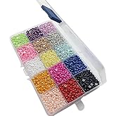 Chenkou Craft 10000pcs Assorted 15 Colors Imitation Half Flatback Pearl Bead 4mm Gem Scrapbook Craft DIY Beads + Plastic Box