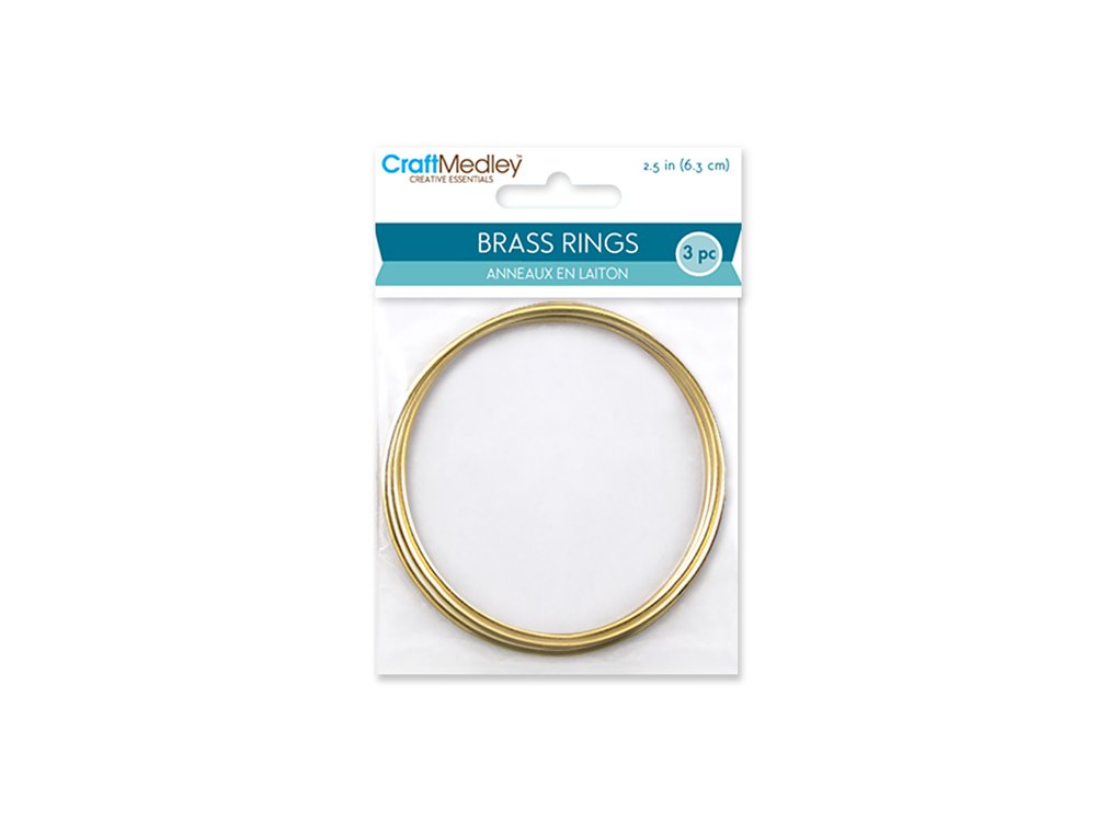 Craft MedleyBrass Rings, 2.5in, Round, 3-Piece, 2.5"