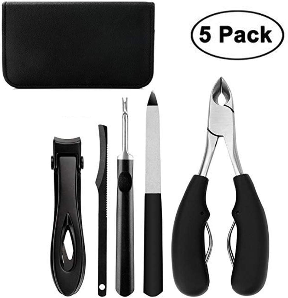 Nail Clippers Set, MojiDecor Toenail Clippers Nail Clippers for Thick Nails and Ingrown Toenails, 5PCS Premium Stainless Steel Pedicure manicure set for Men Women