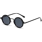 Onrtry Round Sunglasses for Men Women Hippie Small Circle Sun Glasses Red Lens Glasses