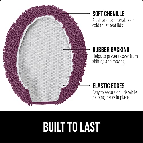 Gorilla Grip Soft Chenille Bathroom Toilet Lid Cover, Machine Washable