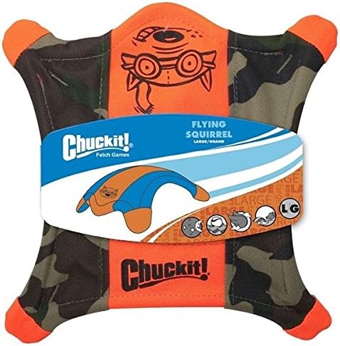 Chuckit! CAMO FLYING SQUIRREL Dog Fetch Toy Floating Flyer Glowing Paws LARGE 11"