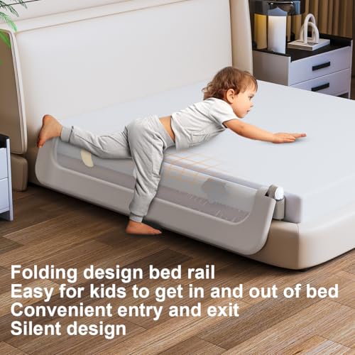 Stanew Baby Bed Rails Guard - Foldable Toddler Bed Rail, Kids' Bed Rails, Safety Baby Bed Fence Protector Rail, Adjustable Heights Kid Bed Guard Rail for Queen King Twin Bed Kid (1.8 M)