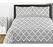 Sweet Jojo Designs Gray and White Trellis Full Length Double Zippered Body Pillow Case Cover by