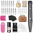 Permanent Eyebrow Makeup Tattoo Machine Kit with 15pcs Mixed Cartridges Needles for Shading Eyeliner Lip Microshading (Black)