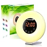cloudsplits Sunrise Wake up Light Digital Alarm Clock Radio. Sunset and sunrise simulation, snooze function, FM Radio, 7 Colors, 6 Natural Sounds, 10 Brightness Levels, night light, Touch Control
