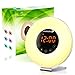 cloudsplits Sunrise Wake up Light Digital Alarm Clock Radio. Sunset and sunrise simulation, snooze function, FM Radio, 7 Colors, 6 Natural Sounds, 10 Brightness Levels, night light, Touch Control