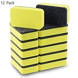 12 Pack of Magnetic Whiteboard Eraser,Bright Yellow Dry Erasers for Cleaning Dry Erase Pens and Markers Off White Boards for Classroom,School,Office,Home and Kids,2 4/5 x 1 3/5 Inches