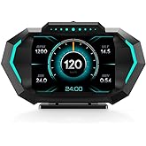 OBD2 Gauge Display, Head up Display for Car, Digital Speedometer for Car | Tachometer, Water Temperature Gauge, Multi- Alarm Function, Multi-Data Smart Gauge, Trip Computer Fuel Pressure Tester
