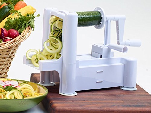 Veggoodle Vegetable Spiralizer, Spiral Slice Fresh Veggie Noodles for Low Carb Healthy Vegetable Meals, White