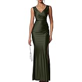 Memoriesea Women's Sexy Sleeveless V Neck High Split Evening Cocktail Maxi Dress