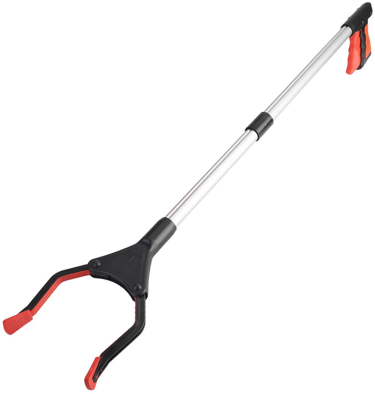Litter Picker, 32" Foldable Long Arm Mechanical Grabber Reacher Grab & Grip Rubbish Pick Up Hand Pick-Up, Lightweight Extender Gripper Tool Handy Assist Reaching Aid (Red)