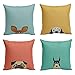WOMHOPE Set of 4 Colorful Geometric Throw Pillow Covers Decorative Burlap Toss Pillowcases Square Cushion Cases 18 x 18 Inch for Living Room,Couch,Bed (Cartoon Dog (Set of 4))