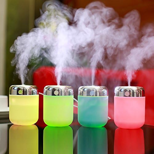 Small Fish 7 Color LED Night Light Humidifier,Aromatherapy Essential Oil Diffuser USB Operation Featuring and Automatic Shut-off, Multi use for Bed-Room, Car and Office(four color)